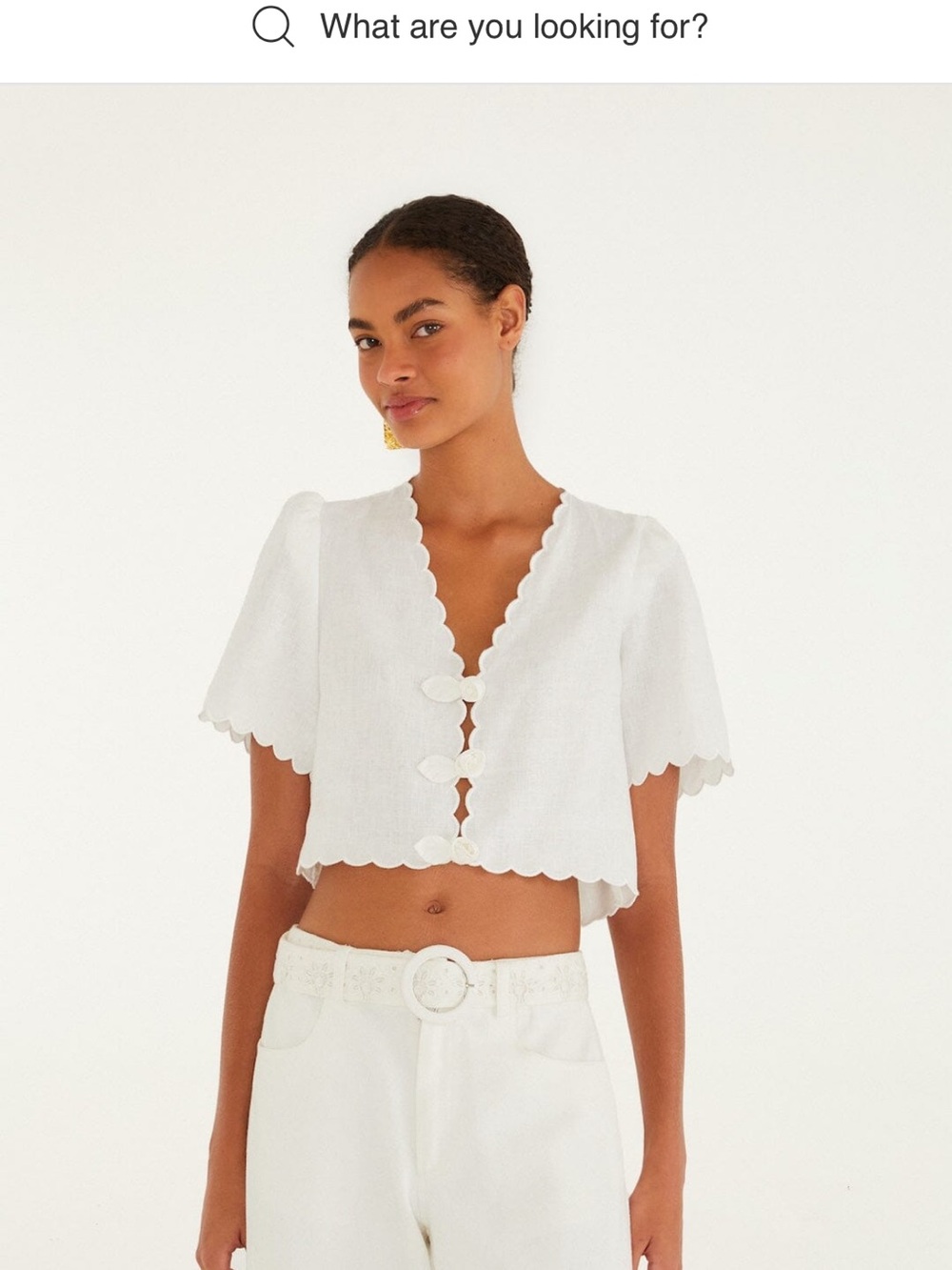 FARM Rio Off-White Roses Scalloped Artisanal Top - Picture 3 of 5